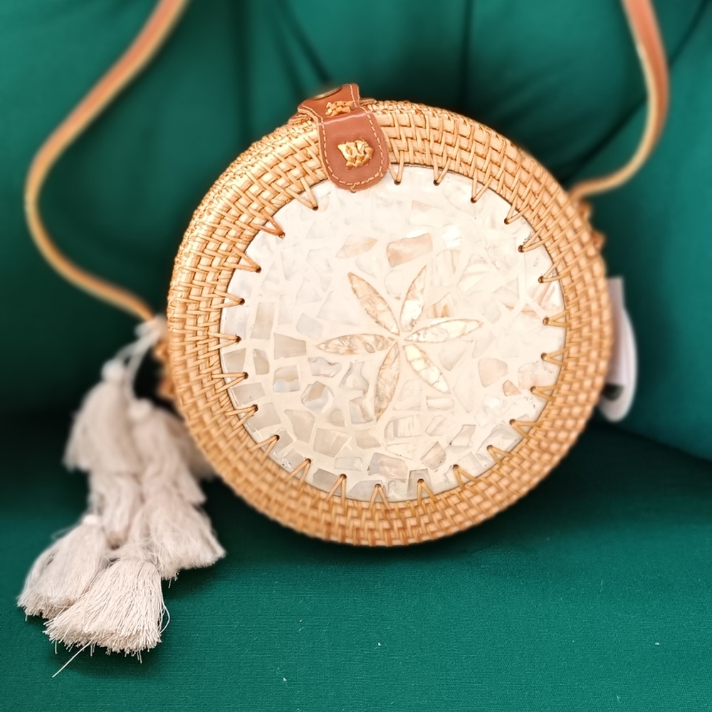 Rattan handbags tropical summer crossbody